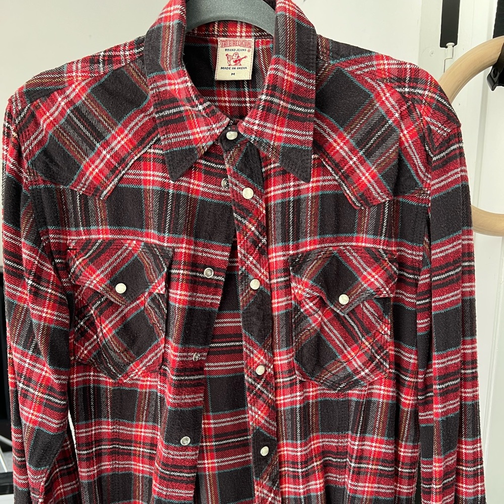 True Religion (Mens Medium) Red & Black Flannel